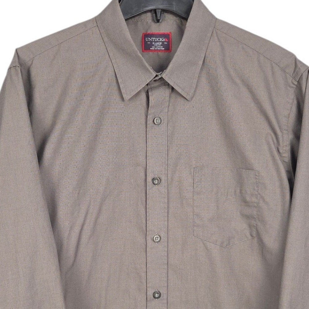 UNTUCKit Button Up Shirt Mens XL Dark Gray Slim Fit Long Sleeve Cotton Casual